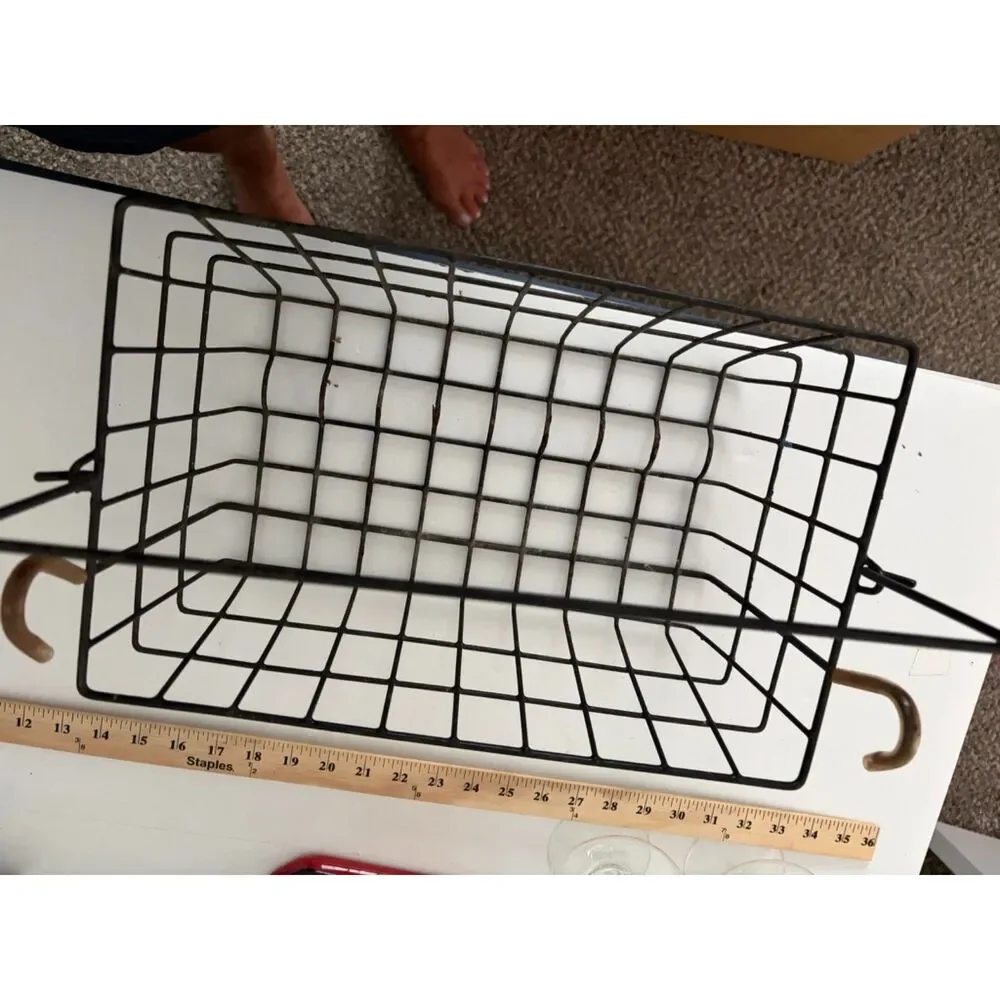 Rectangle metal basket with handle and hooks